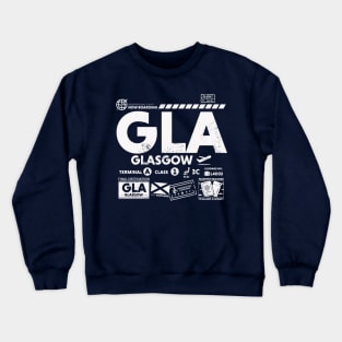 Vintage Glasgow GLA Airport Code Travel Day Retro Travel Tag Scotland Crewneck Sweatshirt